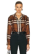 Burberry Jackie Check Shirt in Dark Birch Brown Check, view 1, click to view large image.