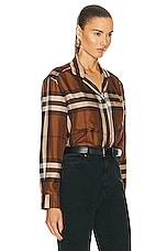 Burberry Jackie Check Shirt in Dark Birch Brown Check, view 2, click to view large image.