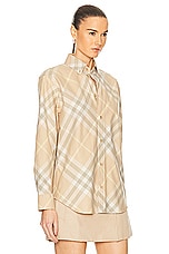 Burberry Button Down Top in Flax Check, view 2, click to view large image.