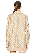Burberry Button Down Top in Flax Check, view 4, click to view large image.
