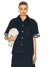 Burberry Button Up Shirt in Indigo Blue, view 1, click to view large image.