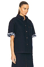 Burberry Button Up Shirt in Indigo Blue, view 2, click to view large image.