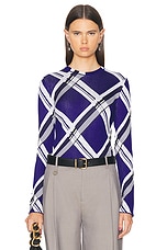 Burberry Rib Crew Neck Top in Knight IP Check, view 1, click to view large image.