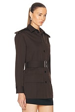 Burberry Belted Button Up Top in Brown Black, view 3, click to view large image.