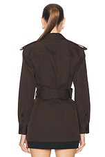 Burberry Belted Button Up Top in Brown Black, view 5, click to view large image.