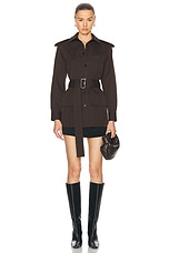 Burberry Belted Button Up Top in Brown Black, view 6, click to view large image.