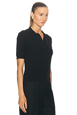 Burberry Short Sleeve Polo Top in Black, view 2, click to view large image.