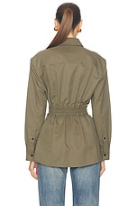 Burberry Belted Button Up Top in Khaki, view 3, click to view large image.