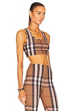 Burberry Immy Check Bra Top in Birch Brown IP Check, view 2, click to view large image.