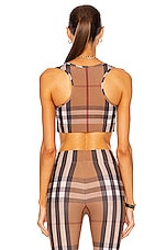 Burberry Immy Check Bra Top in Birch Brown IP Check, view 3, click to view large image.