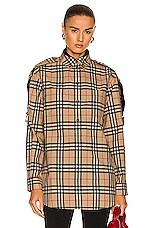 Burberry Ester Top in Archive Beige IP Check, view 1, click to view large image.