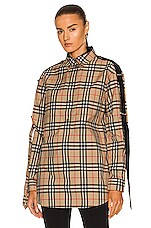 Burberry Ester Top in Archive Beige IP Check, view 2, click to view large image.