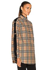 Burberry Ester Top in Archive Beige IP Check, view 3, click to view large image.