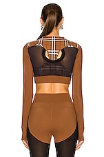 Burberry Everley Check Sporty Top in Dark Birch Brown IP, view 3, click to view large image.