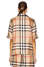 Burberry Tierney Bowling Pajama Shirt in Archive Beige IP Check, view 4, click to view large image.