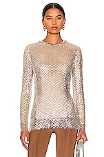 Burberry Embroidered Long Sleeve Top in Clear, view 1, click to view large image.