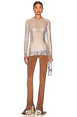 Burberry Embroidered Long Sleeve Top in Clear, view 4, click to view large image.