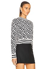 Burberry Mackenzie TB Monogram Cropped Crewneck Top in Natural White, view 2, click to view large image.