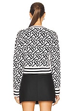 Burberry Mackenzie TB Monogram Cropped Crewneck Top in Natural White, view 3, click to view large image.