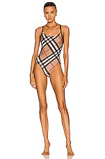 Burberry Alagnon Swimsuit in Archive Beige IP Check, view 1, click to view large image.