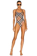 Burberry Alagnon Swimsuit in Archive Beige IP Check, view 4, click to view large image.