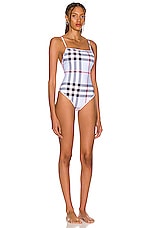 Burberry Delia One Piece Swimsuit in Pale Blue IP Check, view 2, click to view large image.