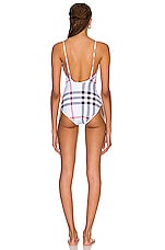 Burberry Delia One Piece Swimsuit in Pale Blue IP Check, view 3, click to view large image.