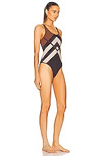 Burberry Cleddau One Piece Swimsuit in Dark Birch Brown, view 2, click to view large image.
