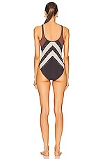Burberry Cleddau One Piece Swimsuit in Dark Birch Brown, view 3, click to view large image.