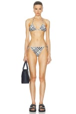 Burberry Side Tie Bikini Bottom in Lichen IP Check, view 4, click to view large image.