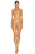 Burberry Cobb Bikini Set in Archive Beige Check, view 1, click to view large image.
