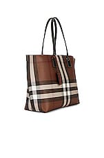 Burberry Soft TB Tote in Dark Birch Brown Check, view 4, click to view large image.