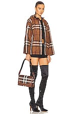 Burberry Medium Note Knit Check Bag in Dark Birch Brown Check, view 2, click to view large image.
