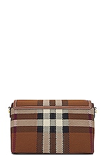 Burberry Medium Note Knit Check Bag in Dark Birch Brown Check, view 4, click to view large image.