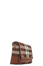 Burberry Medium Note Knit Check Bag in Dark Birch Brown Check, view 5, click to view large image.