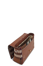 Burberry Medium Note Knit Check Bag in Dark Birch Brown Check, view 6, click to view large image.