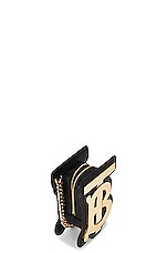 Burberry TB Metal Pouch in Black & Gold, view 5, click to view large image.