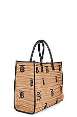 Burberry Medium Freya Tote Bag in Natural & Black, view 4, click to view large image.