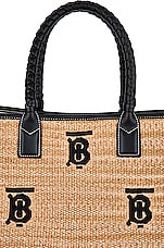 Burberry Medium Freya Tote Bag in Natural & Black, view 7, click to view large image.