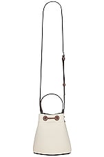 Burberry Mini Drawstring Bucket Bag in Natural & Malt Brown, view 3, click to view large image.