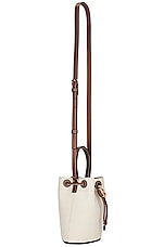 Burberry Mini Drawstring Bucket Bag in Natural & Malt Brown, view 4, click to view large image.