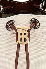 Burberry Mini Drawstring Bucket Bag in Natural & Malt Brown, view 7, click to view large image.