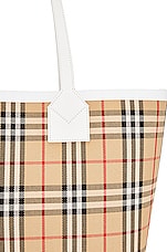 Burberry Medium London Tote Bag in Vintage Check & White, view 6, click to view large image.