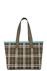 Burberry Medium London Tote in Olive Green, view 1, click to view large image.