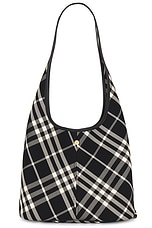 Burberry Small Hobo Bag in Black & Calico, view 1, click to view large image.