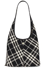 Burberry Small Hobo Bag in Black & Calico, view 3, click to view large image.