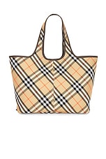 Burberry Medium EW Tote Bag in Sand, view 3, click to view large image.