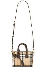 Burberry Mini Bowling Bag in Vintage Check & Military, view 1, click to view large image.