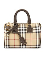 Burberry Mini Bowling Bag in Vintage Check & Military, view 3, click to view large image.