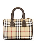 Burberry Mini Bowling Bag in Vintage Check & Military, view 4, click to view large image.